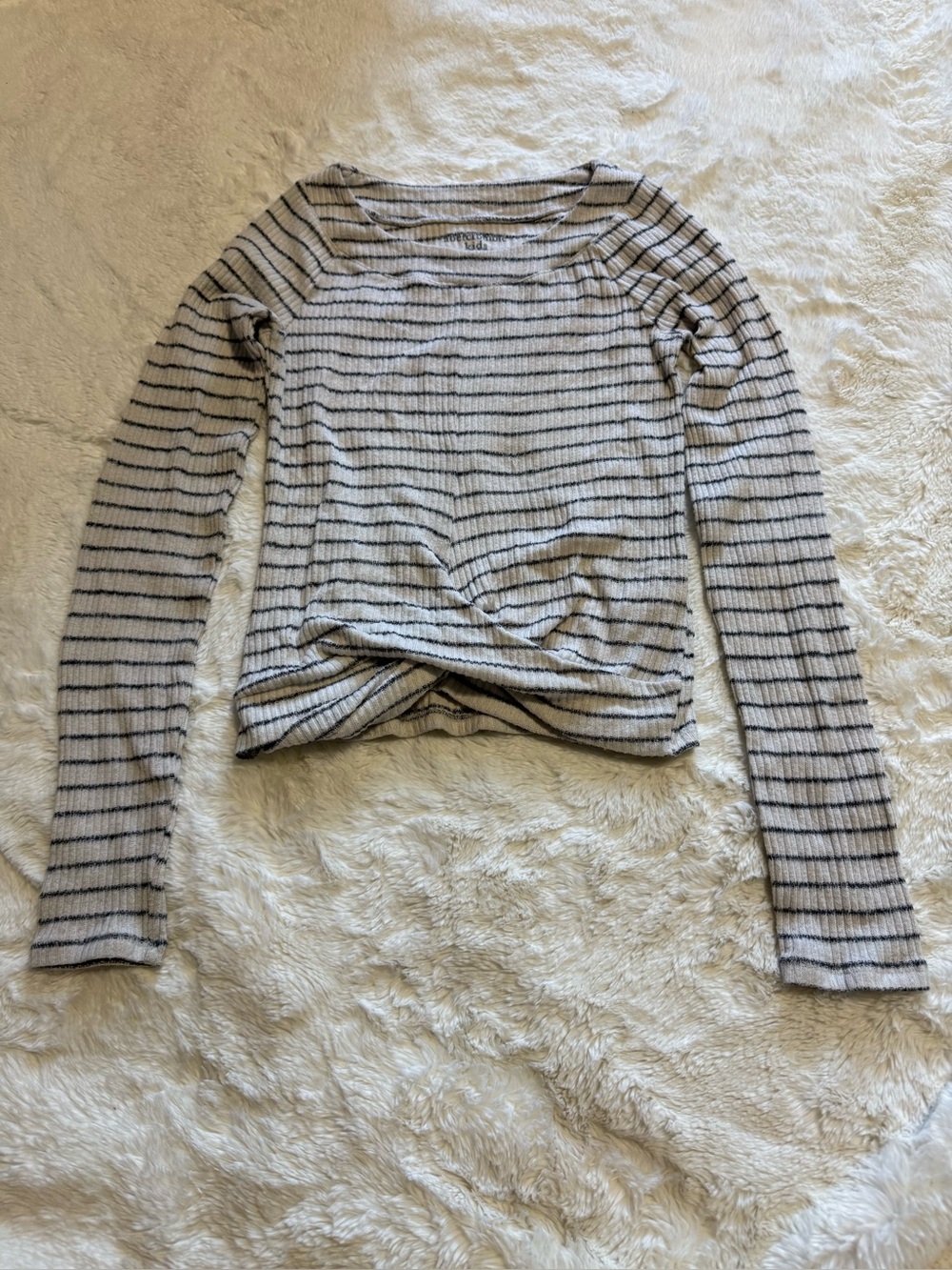 Abercrombie Kids Girls Striped Ribbed Long Sleeve Twist-Front Top Size 11/12